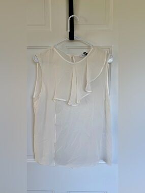 NWT Gaiofatto Ivory Silk Ruffle Blouse Made in Italy Size 48